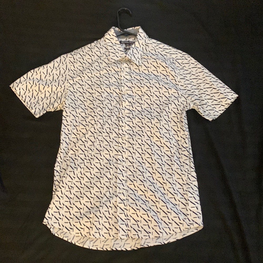 Michael Kors Slim-Fit Space Print Stretch Short-Sleeve Shirt